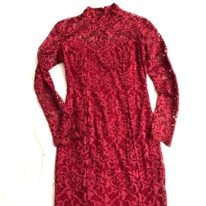 Burgundy Lace Midi Dress Sz S